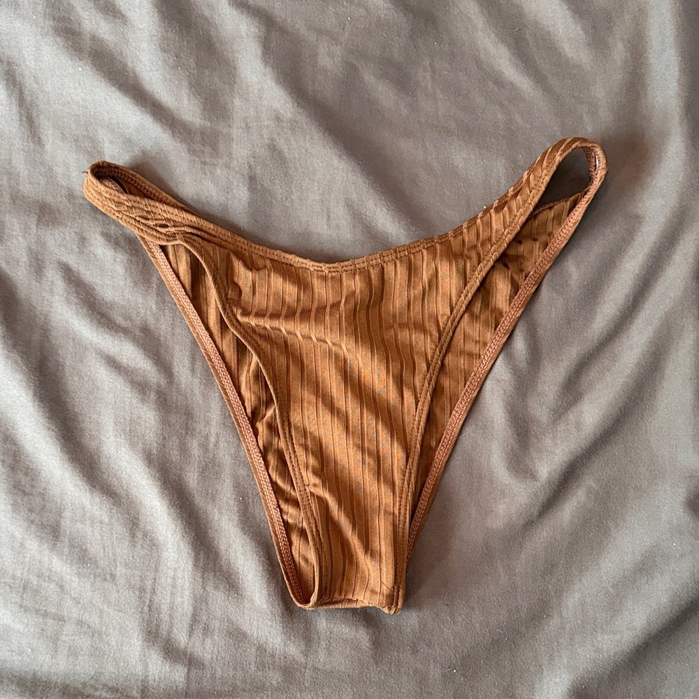 SHEIN Brown Ribbed Bikini Bottom